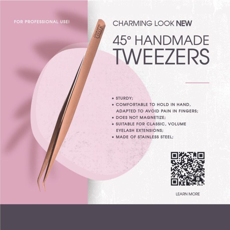 Charming look – pincetas 45° blakstienų priauginimui - Image 3