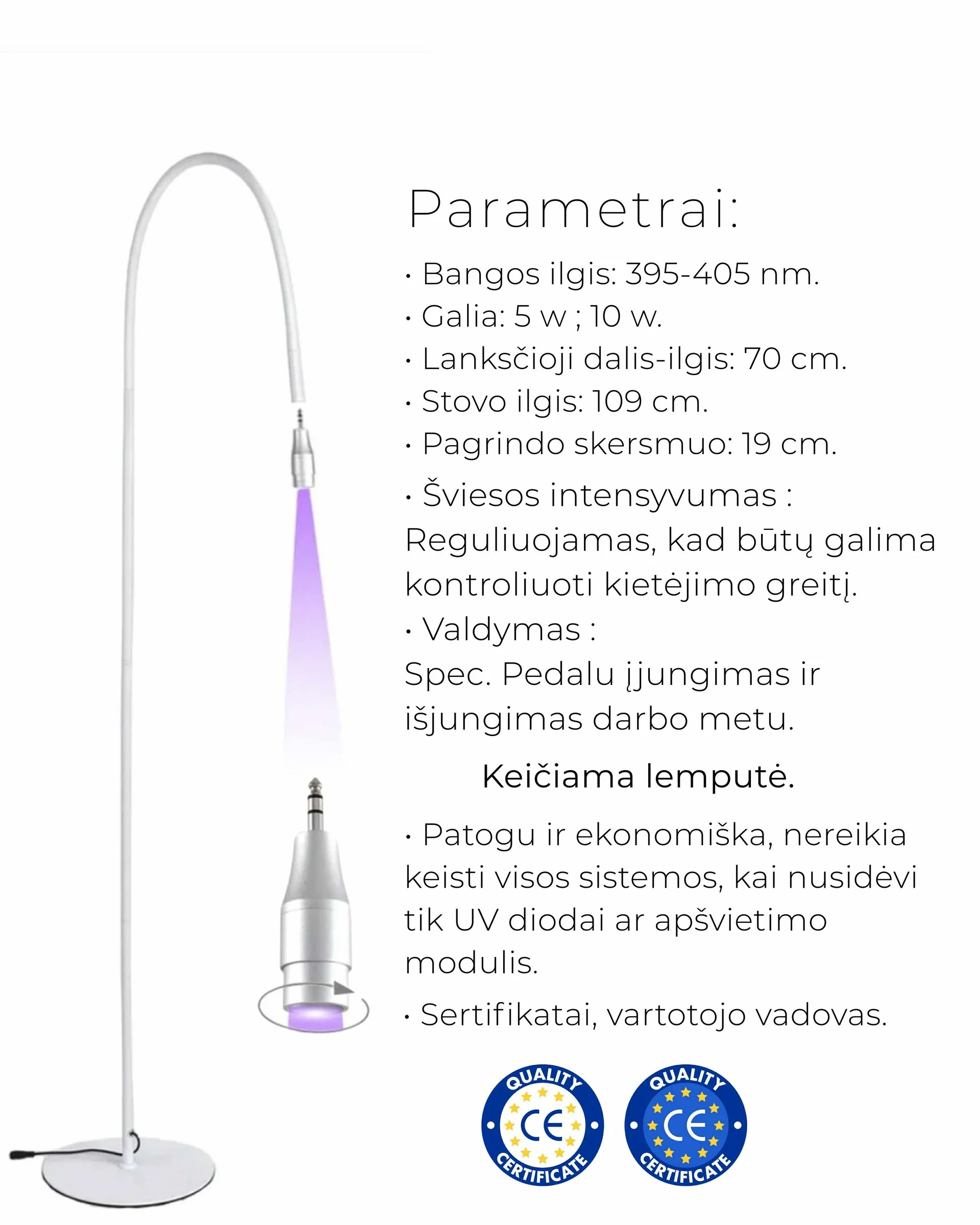 Gretalashes UV/LED Lempa blakstienų priauginimui + klijai - Image 4
